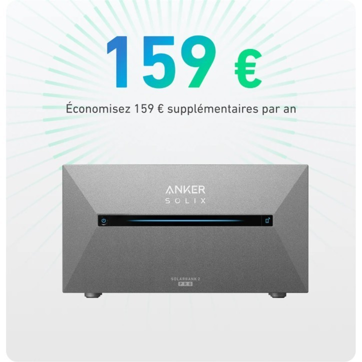 Pack Solaire 1305 W + Batterie Anker Solix Solarbank 2 E1600 Pro Pack Solaire 1305 W + Batterie Anker Solix Solarbank 2 E1600 Pro